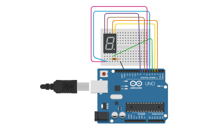 Circuit design AULA 6 _DISPLAY 7 SEGMENTOS | Tinkercad