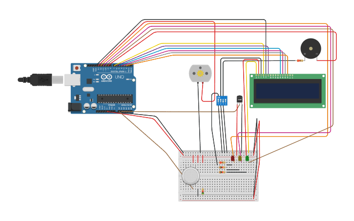 Circuit design Copy of Fire Alarm Security System - Tinkercad