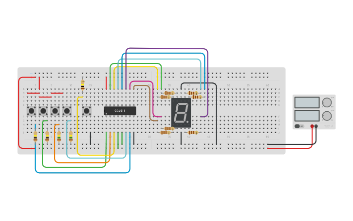 Circuit design Afficheur 7 segments - Tinkercad
