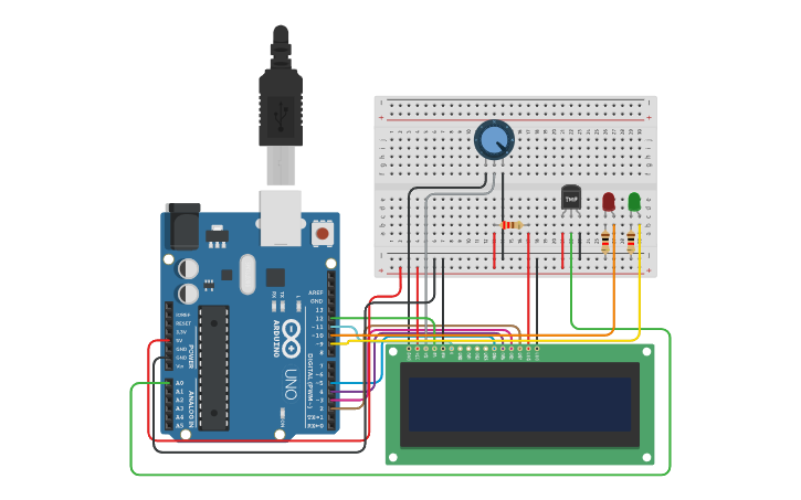 Circuit design Circuito LCD con Sensor - Tinkercad