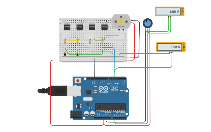 Circuit design H-bride TIP120, arduino control. SOLUTION with ...