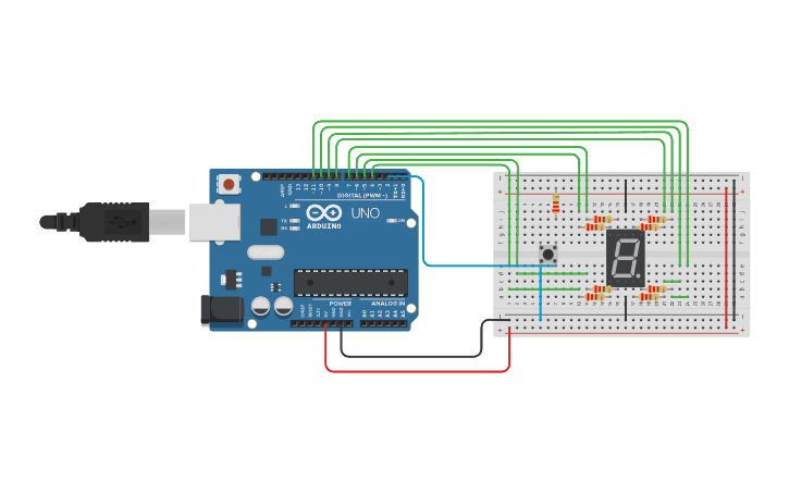 Circuit design Cuenta regresiva con display - Tinkercad