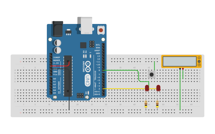 Circuit design Playing with Arduino: push button and LED - Tinkercad