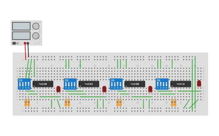 Circuit design Compuertas Lógicas - Tinkercad