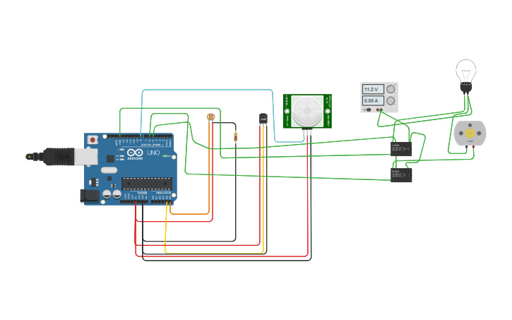 Circuit design Smart Home Automation Using Sensors - Tinkercad