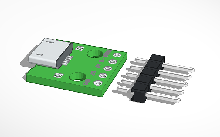 3D design Micro-USB board - Tinkercad