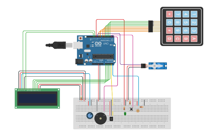 Circuit design Copy of LCD, Keypad & Servo Motor with Arduino UNO ...