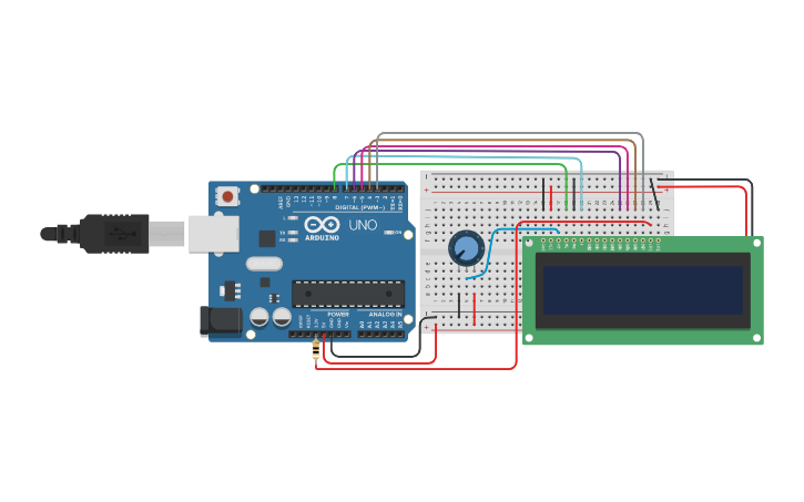 Circuit design Lcd ekran öğrenimi - Tinkercad