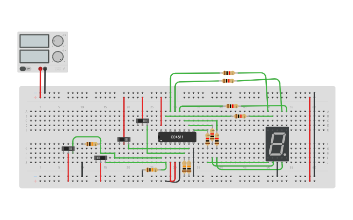 Circuit design 7 Segment Display - Tinkercad