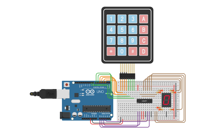 Circuit design Uso del keypad - Tinkercad