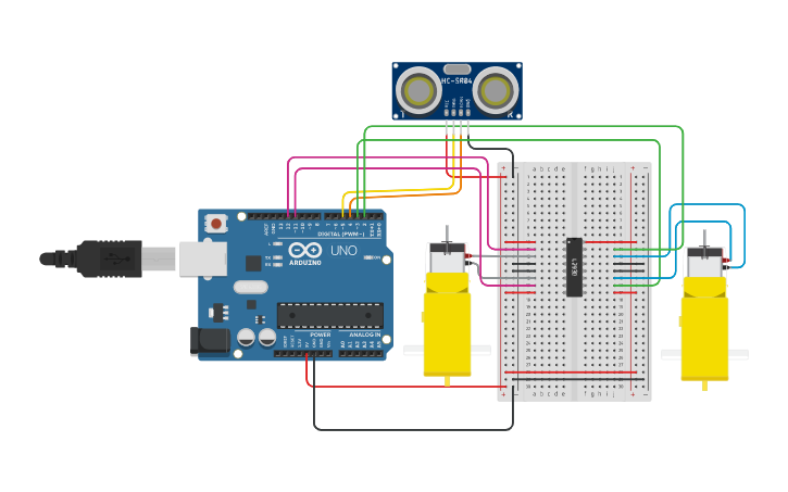 Circuit design obstacle avoidance bot - Tinkercad