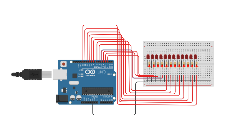 Circuit design knight rider light - Tinkercad