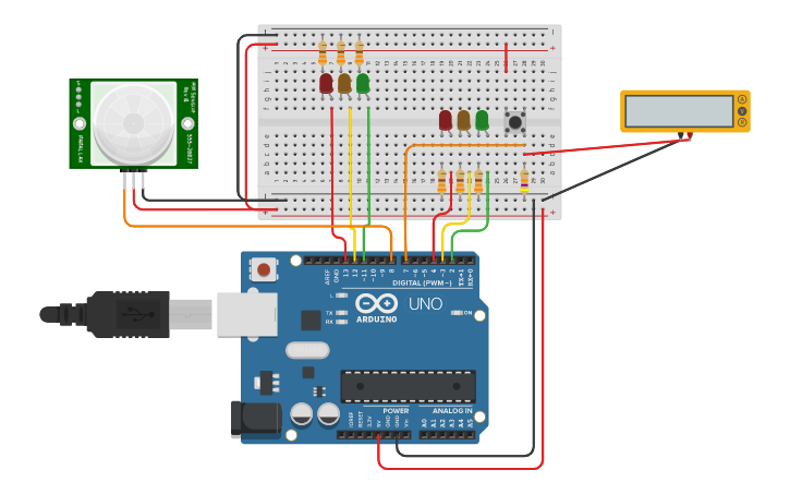 Circuit design Copy of semaforo - Tinkercad