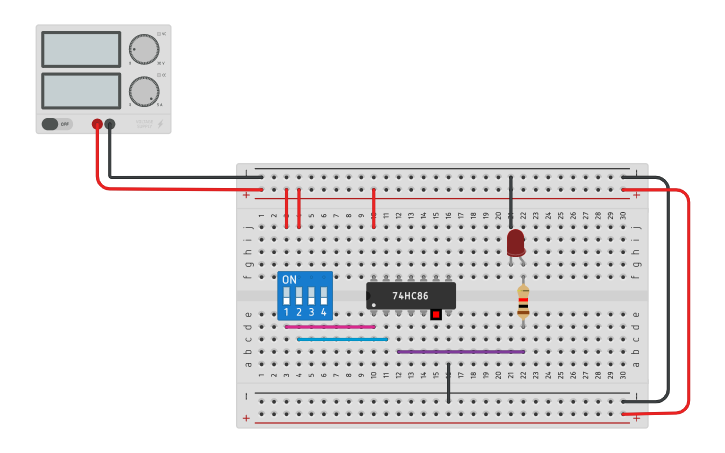 Circuit design XOR Gate | Tinkercad