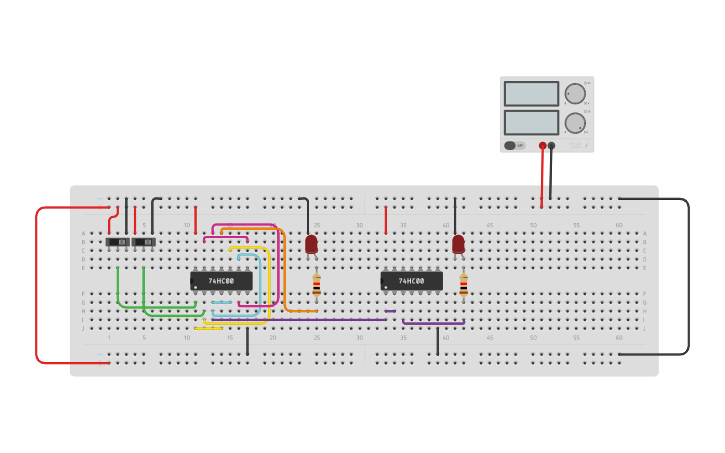 Circuit design Half Adder using universal gates | Tinkercad