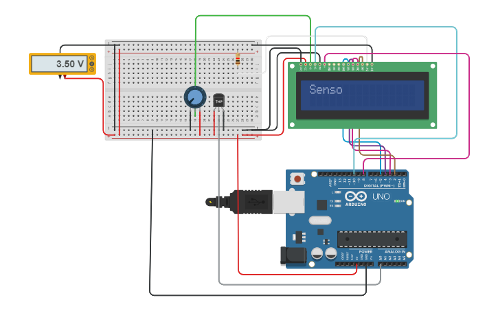 Circuit design Sensor Temperatura TMP36 - Tinkercad