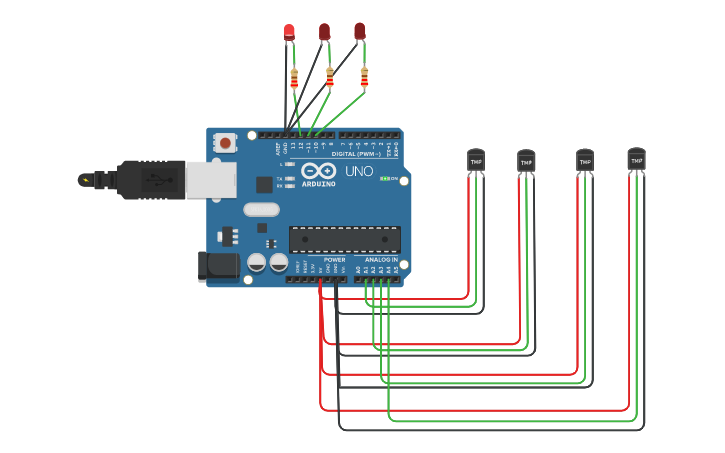 Circuit design Temperature sensors - Tinkercad