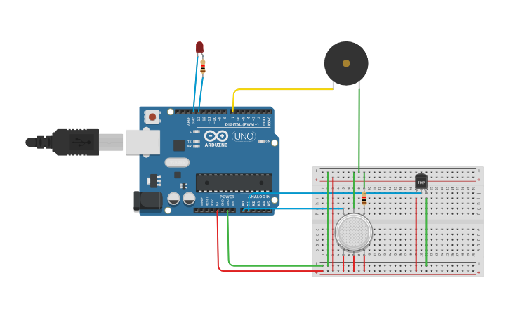 Circuit design FIRE ALARM SYSTEM - Tinkercad