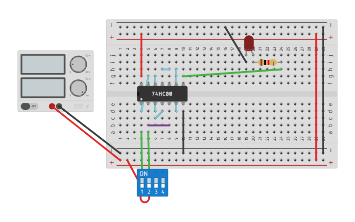 Circuit design XOR GATE USING NAND GATES - Tinkercad