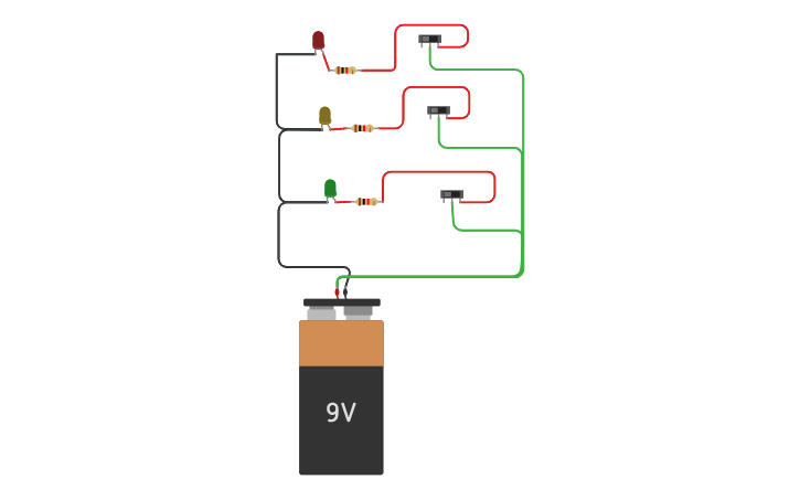 Circuit design parallel circuit with 3 LEDs and Three 3 switches ...
