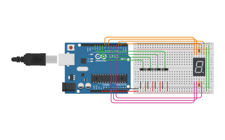 Circuit design Group 4 - Arduino 7 segment - Tinkercad