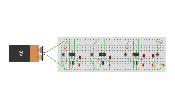 Circuit design Fastest finger first - Tinkercad