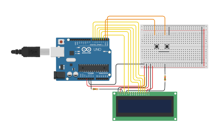 Circuit design Arduino Clock Without RTC Real Time Clock Module on LCD ...