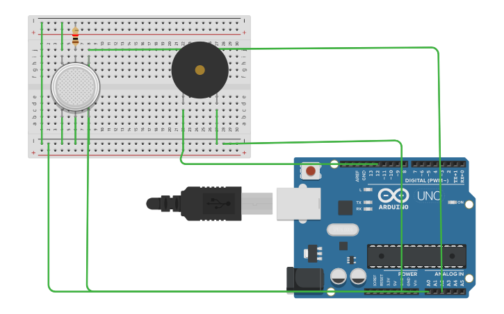 Circuit design sensor gas - Tinkercad