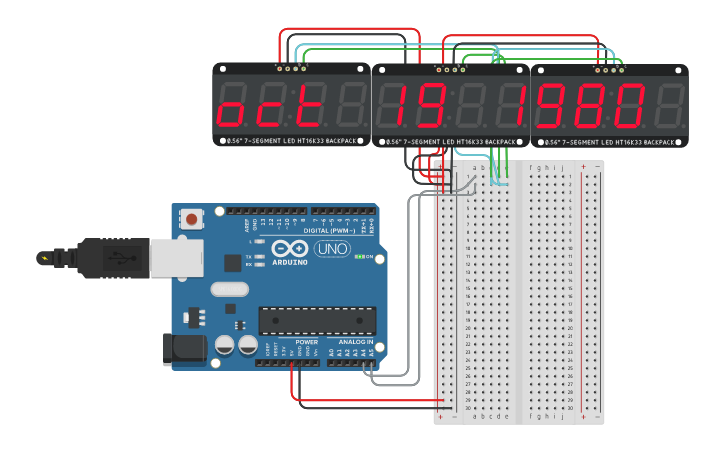 Circuit design fake time travel clock - Tinkercad