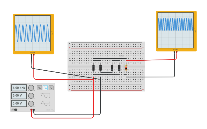 Circuit design Full wave bridge rectifier - Tinkercad