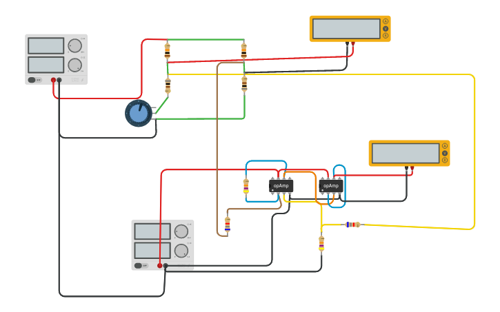 Circuit design wheatstone bridge analog sensor - Tinkercad