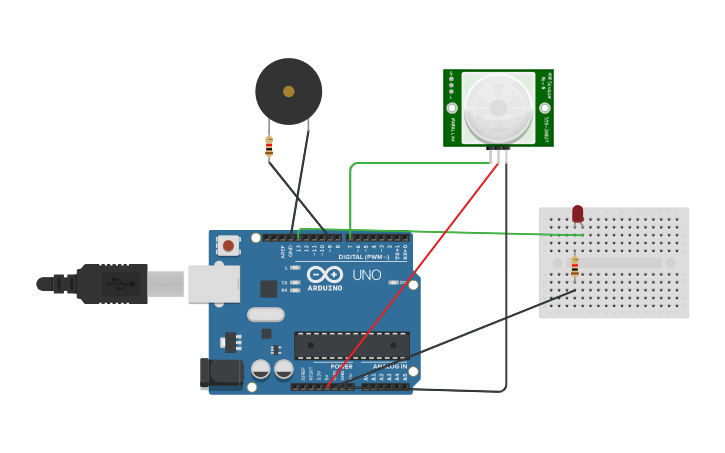 Circuit design pir sensor - Tinkercad