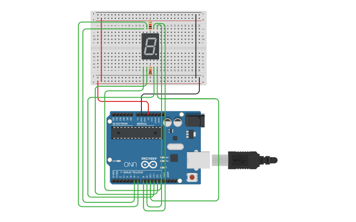 Circuit design 7-Segment Display - Tinkercad