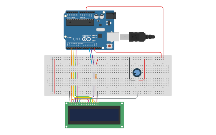 Circuit design LCD Display Hello World - Tinkercad