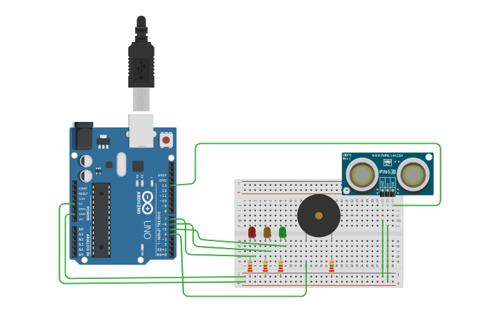 Circuit design Ultrasonic - Tinkercad