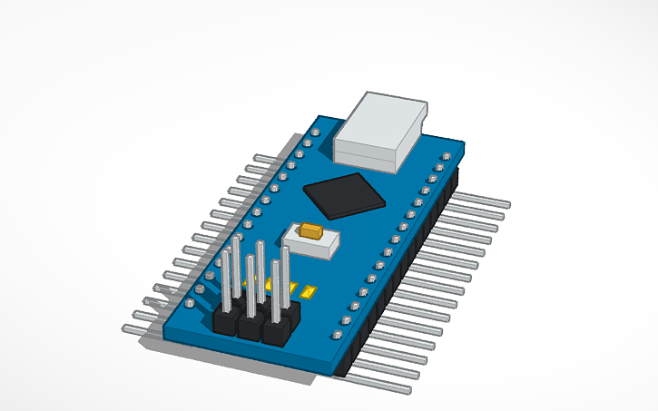 3D design Arduino Nano - Side Pins below and ICSP pins above - Tinkercad
