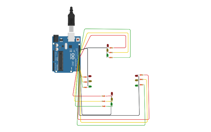 Circuit design Traffic Light. - Tinkercad