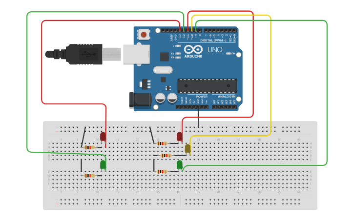 Circuit design Semaforo Microcontroladores 001V - Tinkercad