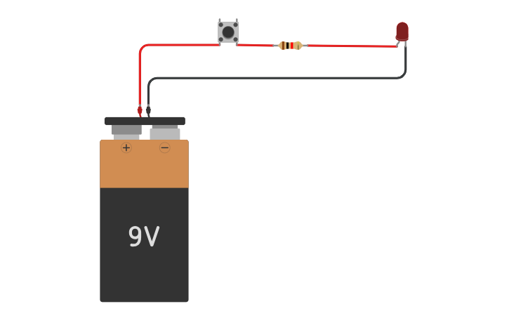 Circuit design LED Glowing using push button - Tinkercad