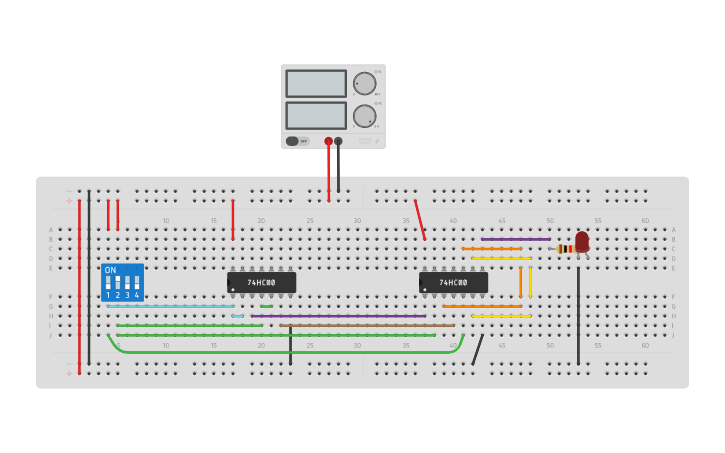 Circuit design XOR using nand | Tinkercad
