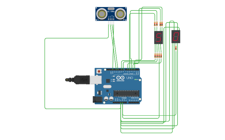 Circuit design Ultrasonido | Tinkercad