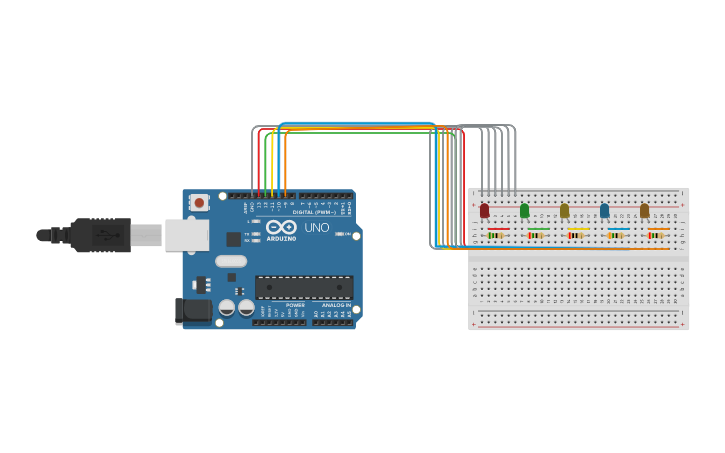 Circuit design Final Exercise 2 Blinking lights | Tinkercad