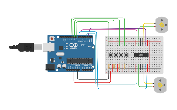 Circuit design Arduino-L293D | Tinkercad