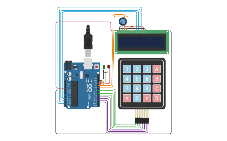 Circuit design arduino keypad 4x4 - Tinkercad