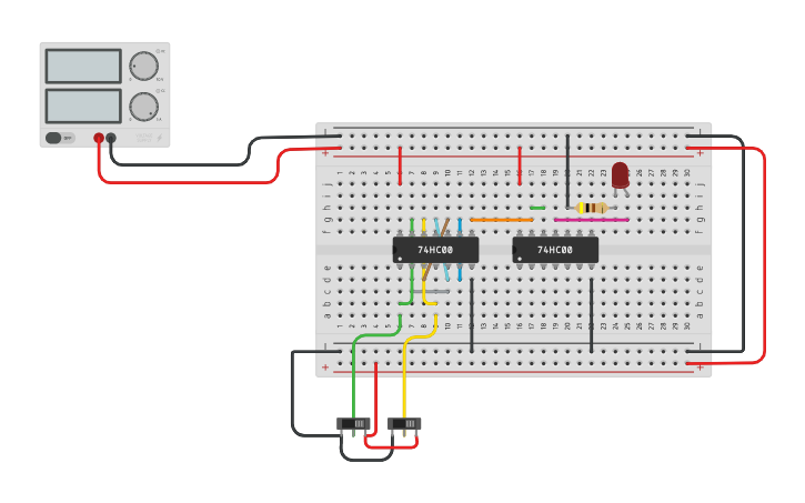 Circuit design XNOR gate - Tinkercad