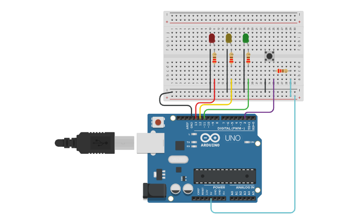 Circuit design Boton pull up del semaforo | Tinkercad