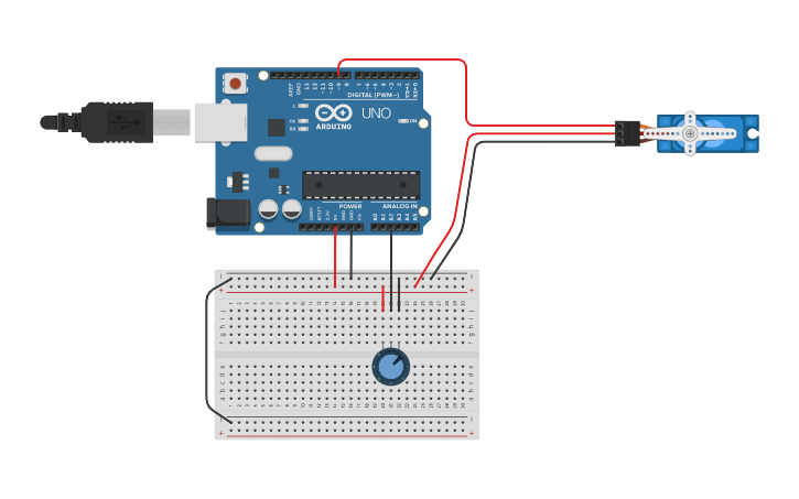 Circuit design Lab 12-3 Control Servo with Potentiometer - Tinkercad