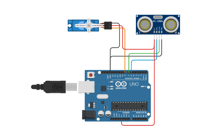 Circuit Design Cancela Com Controle - Tinkercad