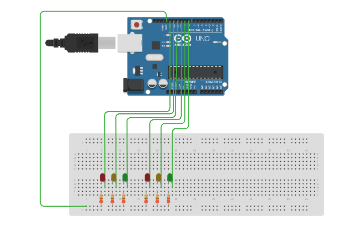 Circuit design traffic light with arduino - Tinkercad