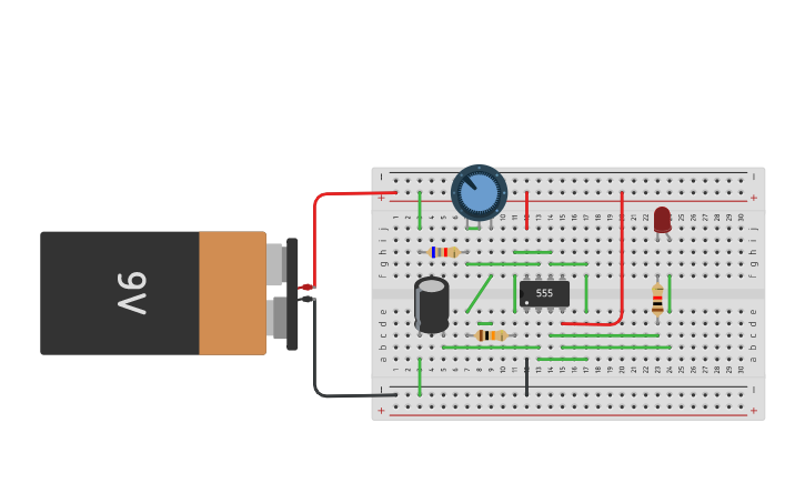 Circuit design Led Intermitente con 555 | Tinkercad